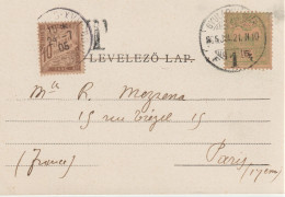 2*-Tassate-Segnatasse-Tassata Da Estero: Ungheria X Francia-Cartolina Di Gyulafehervar (Karsburg)-1921 - Taxe