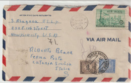 0*-Tassate-Segnatasse-Tassata Da Estero: U.S.A X Italia-Aerogramma X FERMO POSTA Catania-Tasse L.4L.+5L. - Postage Due