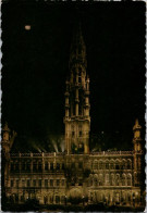 (4 Q 30) Belgium Poted To France (butter Advertitsing Postmark) Bruxelles Town Hall (at Night) - Brüssel Bei Nacht