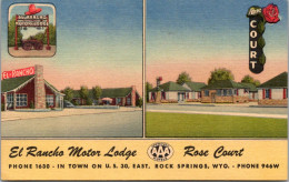 Wyoming Rock Springs El Rancho Motor Lodge Curteich - Rock Springs