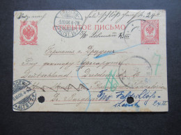 1908 Russland / Polen Grosno / Krosno ?! Nach Dresden U. Dort Weitergeleitet Nach Dresden Feldschlösshausen ?! - Stamped Stationery