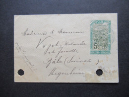 Madagskar Um 1900 Kleiner GA Umschlag Madagascar Et Dependances Auslandsverwendung In Die Schweiz Nach Basel - Storia Postale