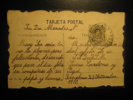 BILBAO 1910 To Barcelona Spain Cancel Embossed Relief Religion Postcard SPAIN - Cartas & Documentos