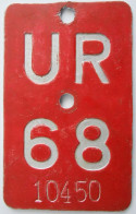 Velonummer Uri UR 68 - Nummerplaten