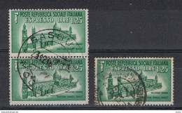 R.S.I.:  1944  EX. DUOMO  DI  PALERMO  -  £. 1,25  VERDE US. -  RIPETUTO  3  VOLTE  -  SASS. 23 - Eilsendung (Eilpost)