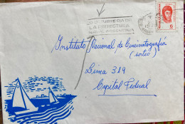 ARGENTINA 1970, ILLUSTRATED SHIP IN SEA, COVER USED TO PERU, MACHINE SLOGAN 20 OCTOUBRE DIE DE LA PREFECTURA NAVAL ARGEN - Lettres & Documents