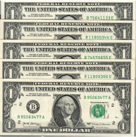 USA 1 Dollar  B   2017  Lot 5 Pcs  UNC - Biljetten Van De  Federal Reserve (1928-...)