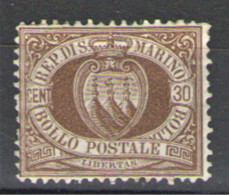 SAN MARINO 1877 CIFRA 30 C. CENTRATO * GOMMA ORIGINALE - Nuevos