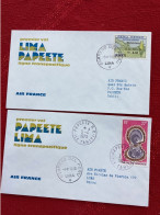 Air France Papeete Lima A/R 1973 - Tahiti Peru Pérou - First Flight Erstflug 1er Vol - Lettres & Documents
