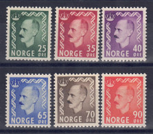 Norwegen 1955 - König Haakon VII., Nr. 396 - 401, Postfrisch ** / MNH - Ungebraucht