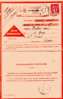 FRANCE / CARTE CONTRE REMBOURSEMENT ENVOI EN RECOMMANDE DE VERDUN DU 30-8-33 - Cartes-lettres