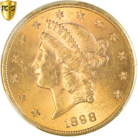 Monnaie, États-Unis, Liberty Head, $20, Double Eagle, 1898, San Francisco - 20$ - Double Eagles - 1877-1901: Coronet Head (Tête Couronnée)