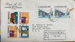 CANADA 1980, REGISTER COVER, USED TO USA, CHRISTMAS, HORSE SLEIGH, SNOWMAN, STAR, MARITIME STREET, BALTIMORE CITY YEAR I - Brieven En Documenten