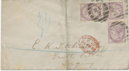 GB 1882, QV 1d Lilac 16 Dots (3x) On Fine Registered Cvr (bs Faults And A Little Bit Grubby) With Clear Barred Cancel - Storia Postale