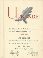 National Socialisme, CERTIFICAT SPORTIF. Berlin, 1938. - Documents