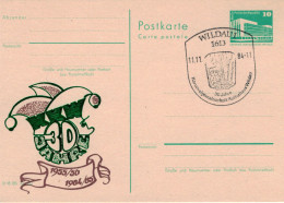 DDR Ganzsache Kulturhaus Wildau 1613 11.11.1984 Fasching Carneval Bütt - Cartoline Private - Usati