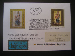 Österreich- Christkindl 28.12.1997, FDC Glückwunschkarte Mit Leitzettel Graz - Storia Postale