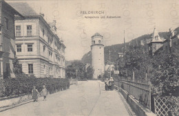 CARTOLINA  FELDKIRCH,VORARLBERG,AUSTRIA-VOLKSSCHULE UND KATZENTURM-NON VIAGGIATA - Feldkirch