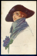 Cpa Illustrateur à Identifier ??? Femme Au Chapeau   LANR57 - Fourrier, G.