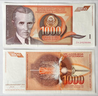 Yugoslavia 1.000 1000 Dinara 1990 Prefix ZA Replacement Nicola Tesla UNC - Yougoslavie