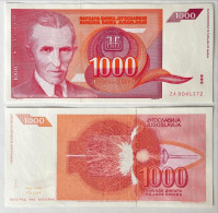 Yugoslavia 1.000 1000 Dinara 1992 Prefix ZA Replacement Nicola Tesla UNC - Yougoslavie