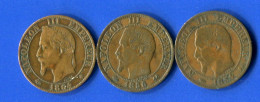 5  Cents 1854 D +1856 B  +1864 Bb - 5 Centimes