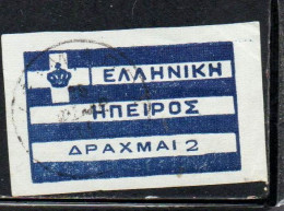 GREECE GRECIA HELLAS EPIRUS EPIRO 1914 FLAG LOCAL ISSUE 2d USED USATO OBLITERE' - Epiro Del Norte