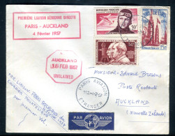 Enveloppe 1er Vol Direct Paris /Auckland En 1957 - M 66 - 1927-1959 Cartas & Documentos