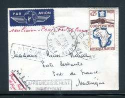 Enveloppe De Paris Pour Fort De France Par 1er Vol Paris /Fort De France En 1964 Et Retour ( Affr. Insuffisant) - M 71 - 1960-.... Cartas & Documentos