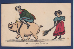 CPA Anti Kaiser Alsace Patriotique Non Circulé Cochon Pig Pot De Chambre - Alsace