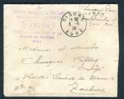 Cachet De L'Hôpital Auxiliaire N°25 De Gisors Sur Enveloppe ( Retaillée) Pour Toulouse En 1916 - M 84 - Guerra Del 1914-18