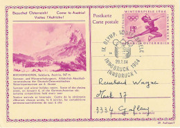 1964 Jeux Olympiques D'Hiver D'Innsbruck: Entier Postal - Winter 1964: Innsbruck