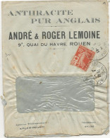 LETTRE AFFRANCHIE N° 147 CROIX ROUGE  - OBLITERE CAD ROUEN BOURSE  1915 - Covers & Documents