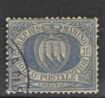 SAN MARINO 1877 CIFRA O STEMMA 10 C. USATO CENTRATO - Used Stamps