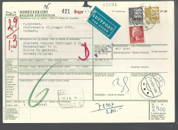 58445) Denmark Addressekort Bulletin D'Expedition 1976 Postmark Cancel Air Mail - Covers & Documents