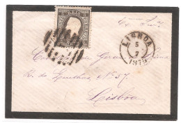 Portugal, 1870/6, # 36a Dent. 12 3/4, Tipo III, Para Lisboa - Covers & Documents