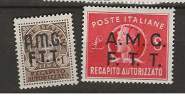 1947 MNH Triest, MIchel 1-2, Sassone Recapito 1-2 Postfris** - Paquetes Postales/consigna