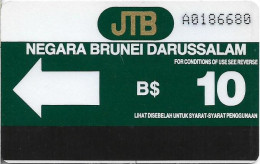 Brunei - JTB - Autelca - Definitive (Cn. A+7 Digits), 1988, 10B$, Used - Brunei