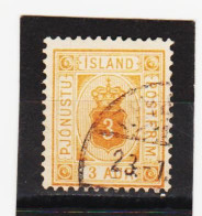 MAG1340  ISLAND 1876  Michl  3 B  DIENST  Used / Gestempelt  ZÄHNUNG Siehe ABBILDUNG - Dienstzegels