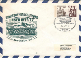 Ganzsache Bundeswehrausstellung Unser Heer '77 Spähpanzer Luchs Neukirchen Marksburg - Jederzeit Sicherheit - Private Covers - Used