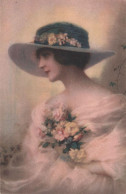 ILLUSTRATEUR -  Femme Avec Fleurs Et Chapeau - Carte Postale Ancienne - Unclassified