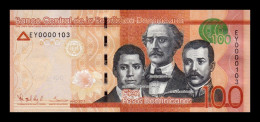 República Dominicana 100 Pesos Dominicanos 2015 Pick 190b Low Serial 103 Sc Unc - Dominicaine