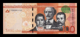 República Dominicana 100 Pesos Dominicanos 2015 Pick 190b Low Serial 112 Sc Unc - Dominicaine