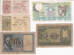 LOTE DE 5 BILLETES DIFERENTES DE ITALIA AÑOS 1935 A 1976  (BANKNOTE) - [ 9] Sammlungen