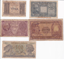 LOTE DE 5 BILLETES DIFERENTES DE ITALIA DE LOS AÑOS 1939 A 1966  (BANKNOTE) - [ 9] Colecciones