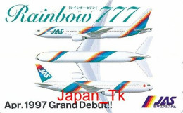 JAPAN Telefonkarte- JAS Airline, Flugzeug -  Siehe Scan - Aviones