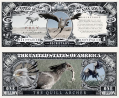 USA - FANTASY NOTE -  THE  SECRETARY  BIRD  -  UNC / SERIES  BIRDS  OF  PREY - Other & Unclassified