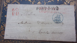 LETTRE 1828  PP  De Paris Griffe "bureau De Postes Chambre Des Pairs" 60 PP CACHET BLEU ROND VERS LONS LE SAULNIER L ECL - 1801-1848: Precursors XIX