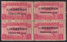 1928-178 CUBA REPUBLICA 1928 MH LINDBERGH OVERPRINT. CHARNELA REFORZANDO EL BLOQUE. - Ongebruikt