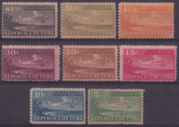 1930-102 CUBA REPUBLICA 1929 INAUGURACION SERVICIO AEREO INTERNACIONAL AVION AIRPLANE LIGERAS MANCHAS SET. - Neufs